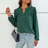 Damen Bluse mit dekorativen Knöpfen und eleganter Raffung WW