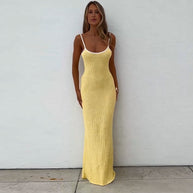 Damen figurbetontes Maxikleid mit feinem Rippstruktur-Design W&W