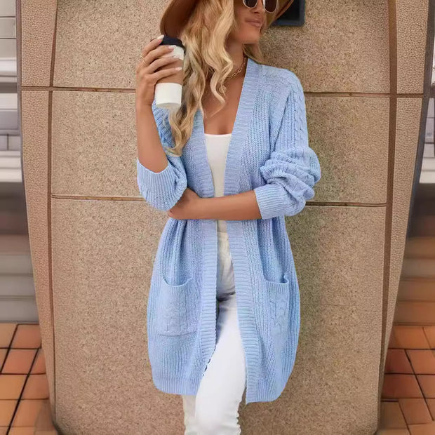 Damen Strickcardigan mit großzügigen Taschen und modernem Zopfmuster WW