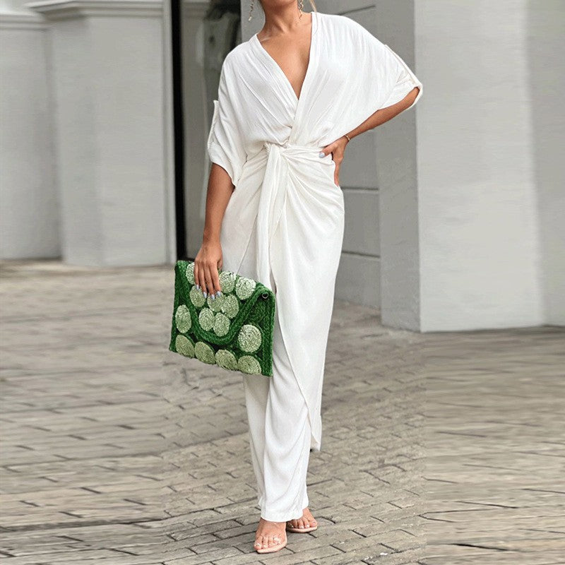 Damen Wickel-Jumpsuit mit elegantem Schnitt und lässigem Flair W&W Mode