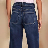 Damen weite Denim-Hose mit hohem Bund WW