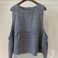 Damen Relaxed Fit Ärmelloses Leinenoberteil mit Seitentaschen WW