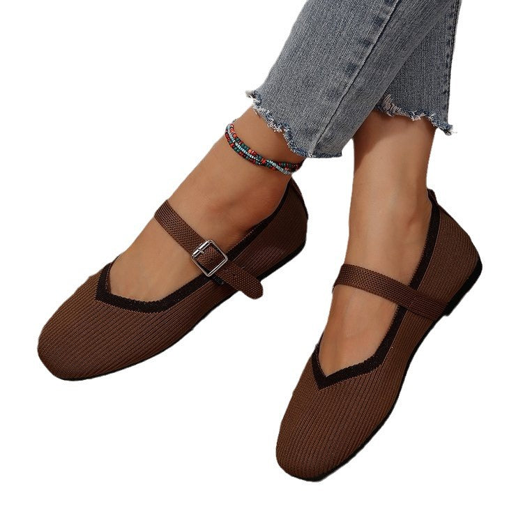 Damen Ballerinas mit verstellbarem Riemen und strukturiertem Obermaterial WW