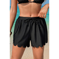 Damen Badeshorts mit dekorativem Wellenrand und verstellbarem Bund WW