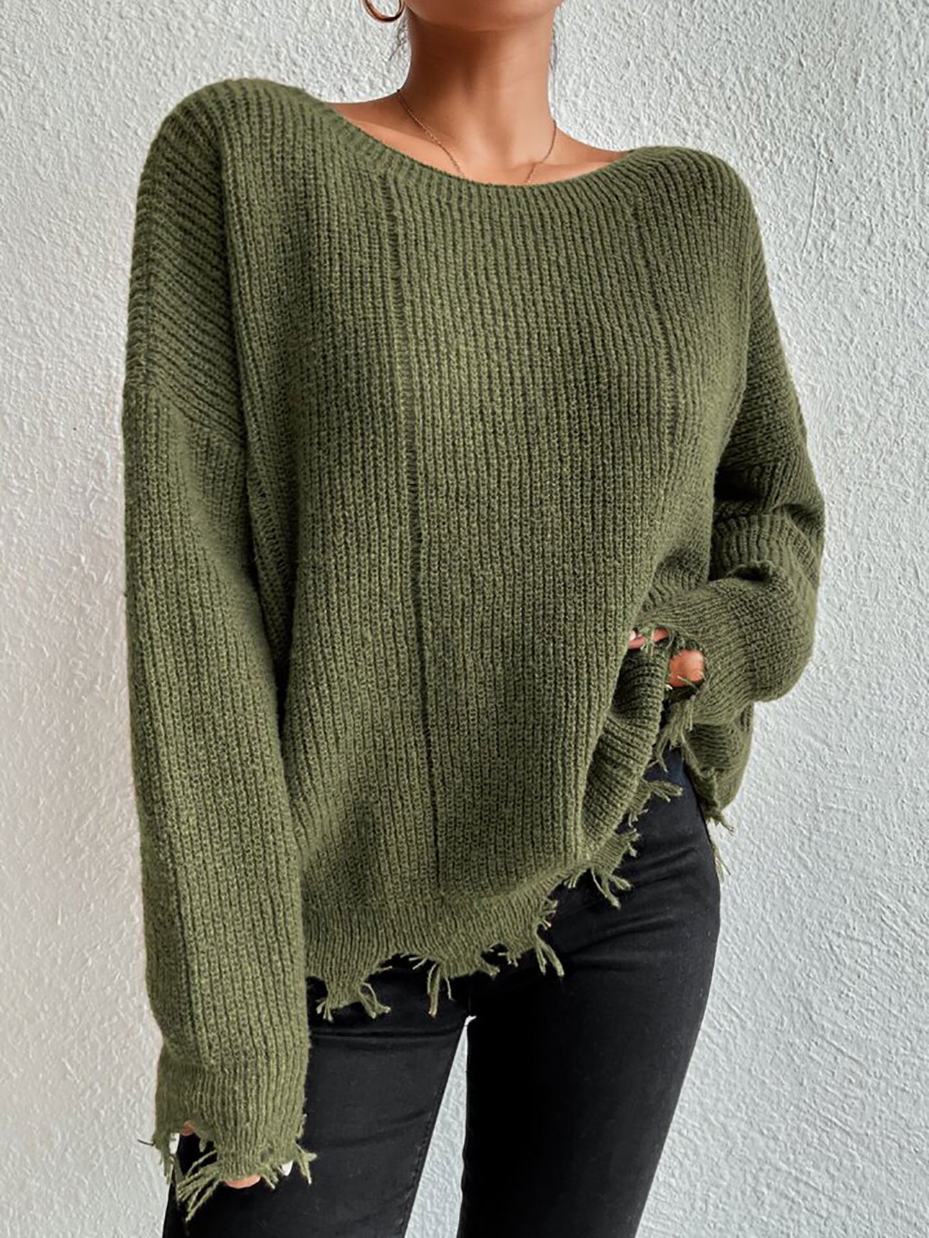 Damen Baumwollpullover mit lässigem Oversized-Schnitt WW