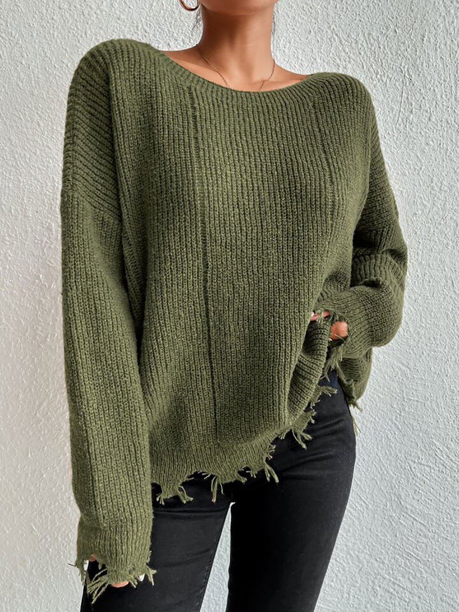 Damen Baumwollpullover mit lässigem Oversized-Schnitt WW