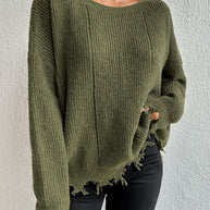 Damen Baumwollpullover mit lässigem Oversized-Schnitt WW