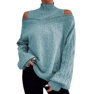 Damen Strickpullover mit lässigem Off-Shoulder Design und hohem Kragen WW