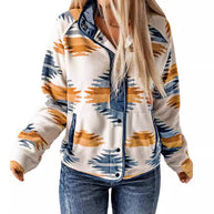 Damen bequemes Fleece-Jacke mit modischem Muster und praktischen Taschen WW