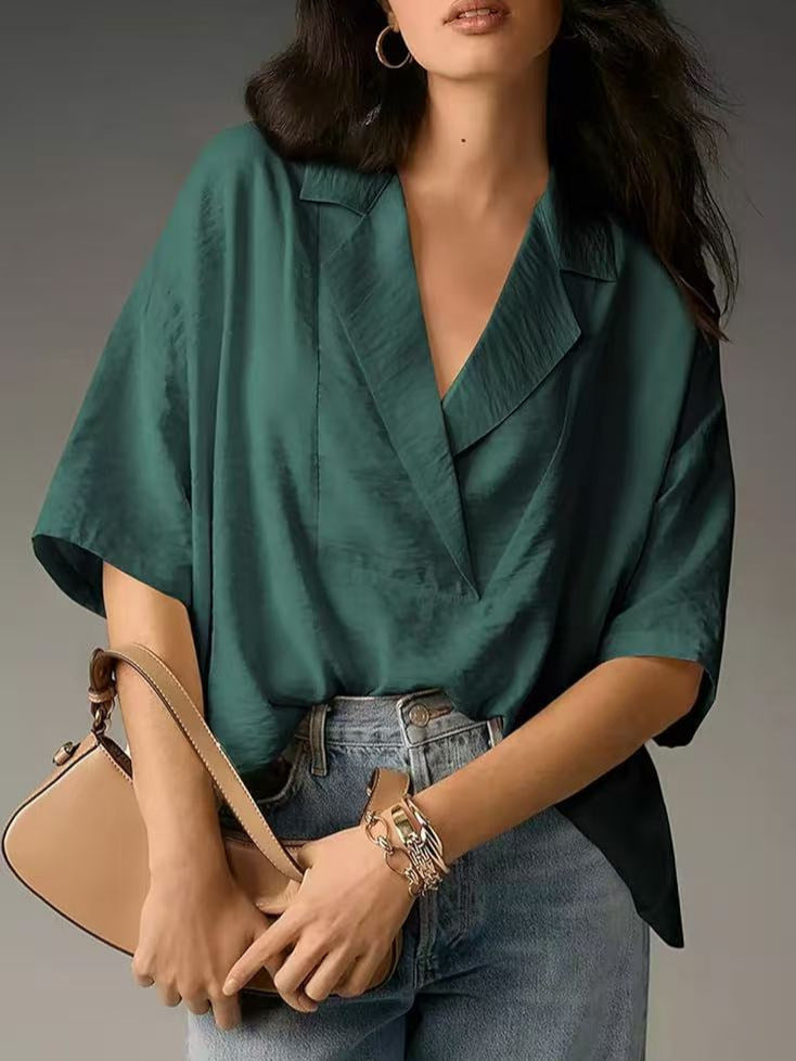 Damen lässige Seidenbluse mit schickem Schnitt WW