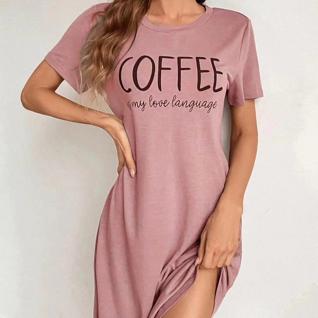 Damen Oversized Grafik T-Shirt Kleid WW