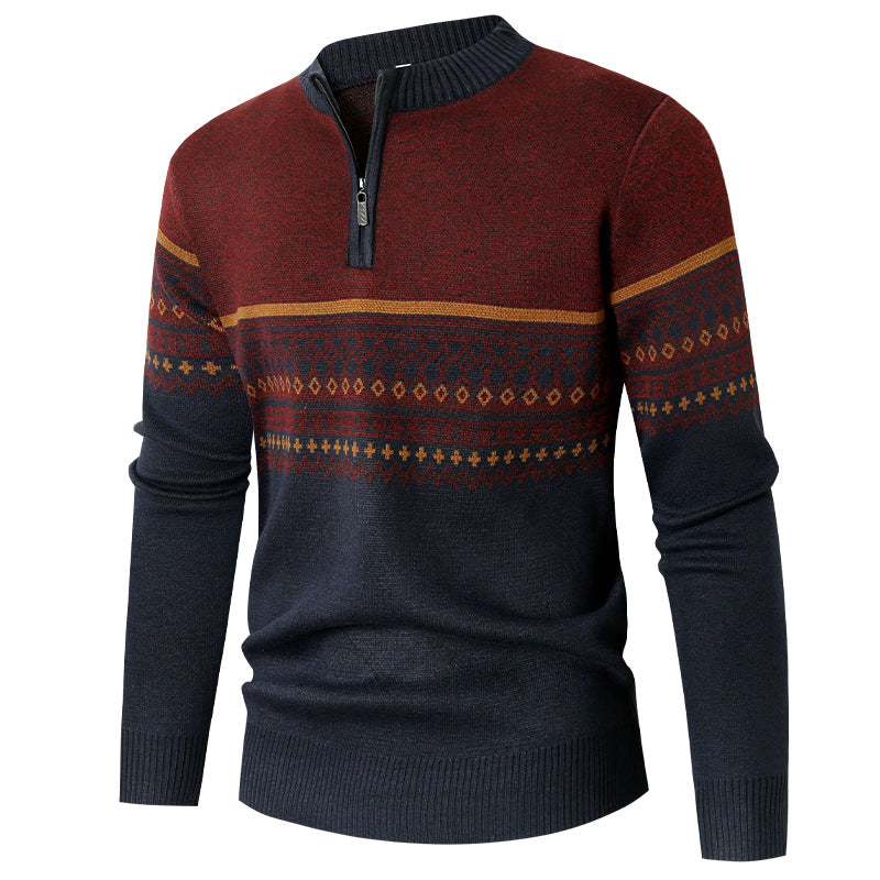 Herren Pullover mit modernem Reißverschluss und geometrischem Muster WW