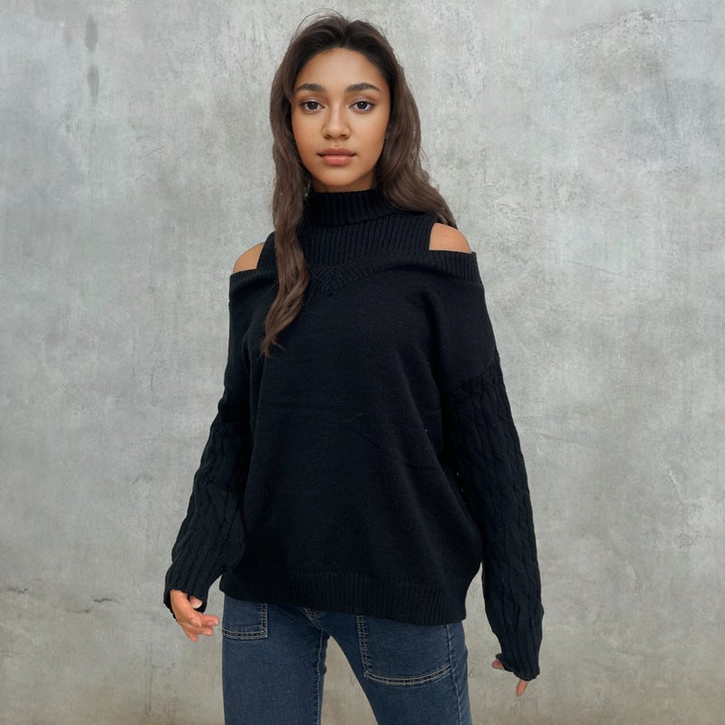 Damen Strickpullover mit schulterfreiem Design und modischem Oversized-Schnitt WW