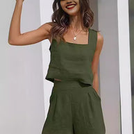 Damen Leichte Sommerbluse und Shorts Set WW