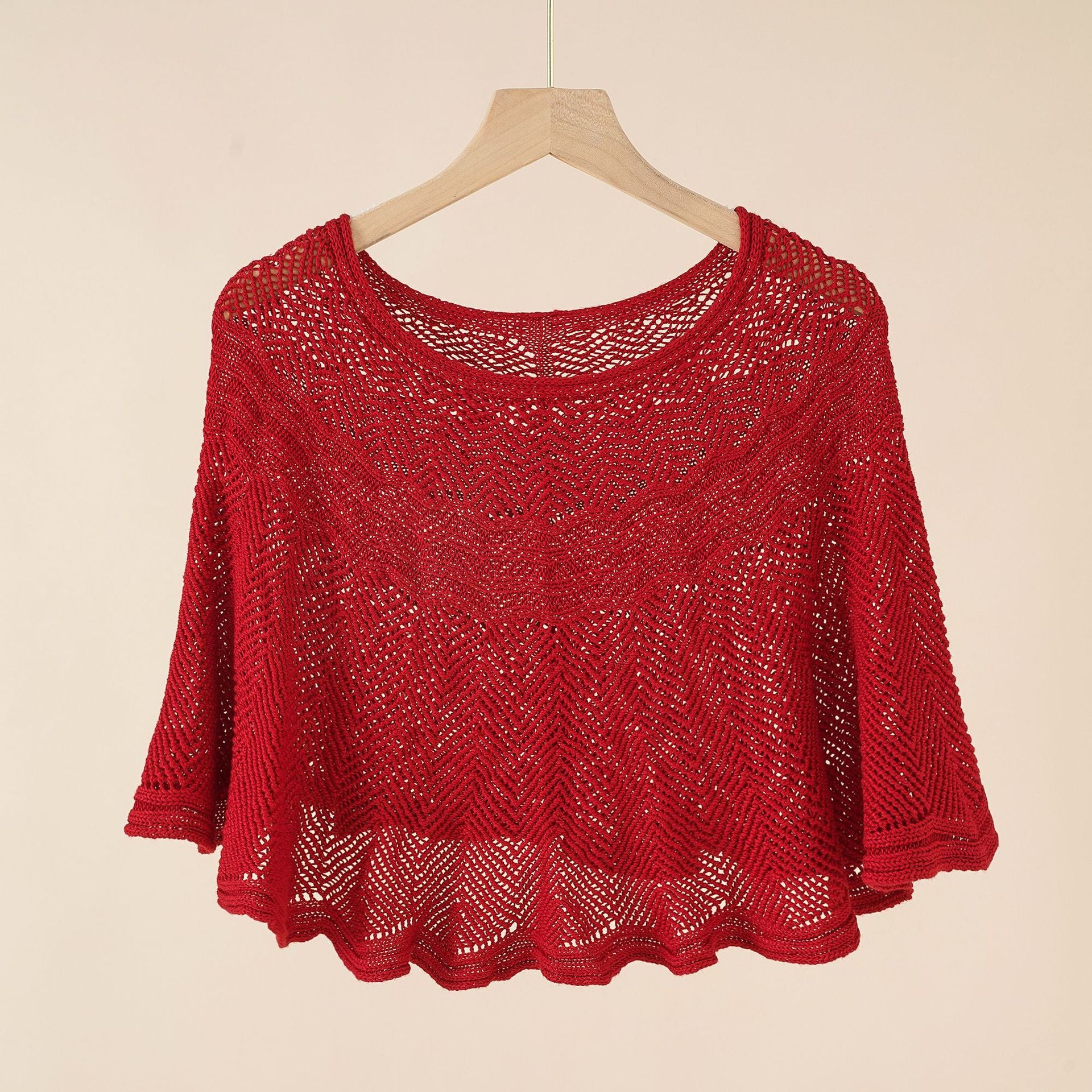 Damen luftiger Strickponcho im modernen Design WW