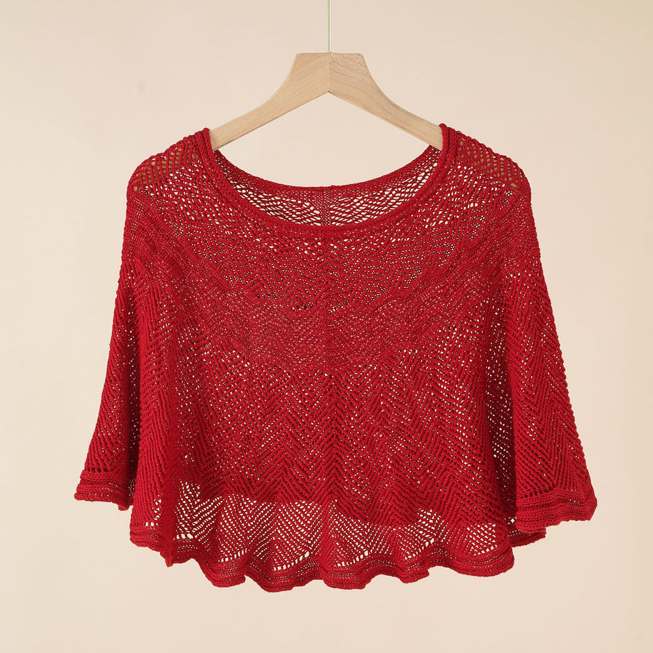 Damen luftiger Strickponcho im modernen Design WW