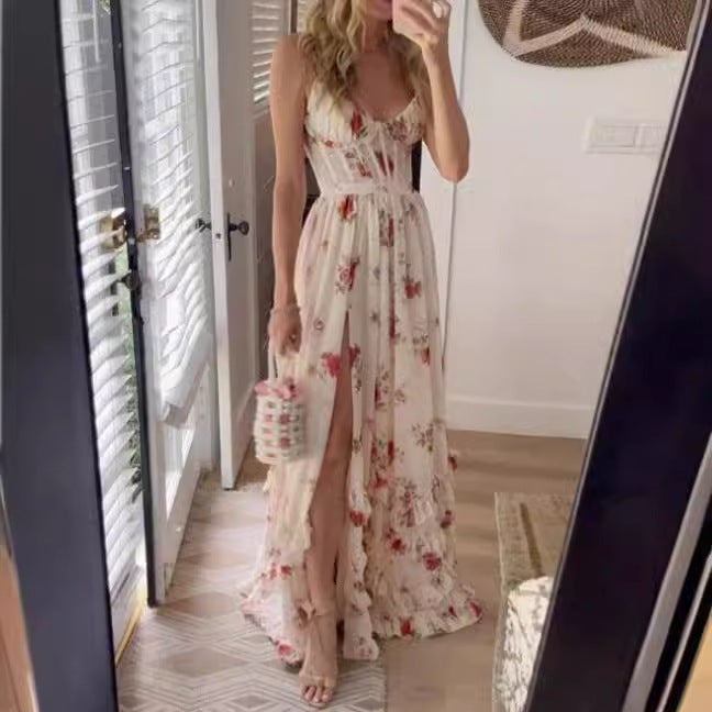 WW | Bedrucktes Strandurlaub Langrock Kleid