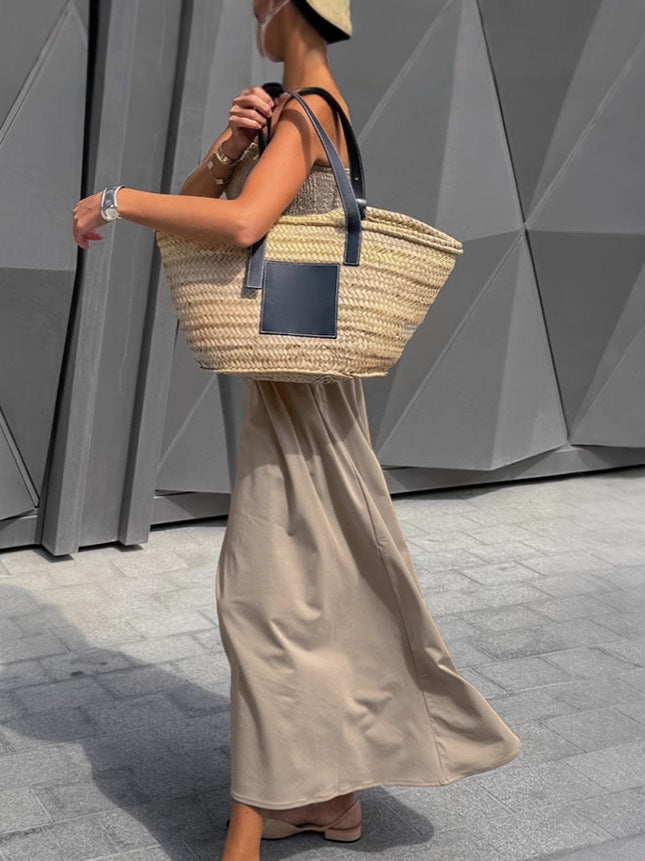 Damen Lange Boho-Strandkleid mit trägerlosem Design und raffiniertem Schnitt WW