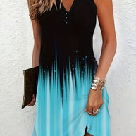 Damen Sommerkleid mit raffiniertem Farbverlauf und Knopfdetails WW