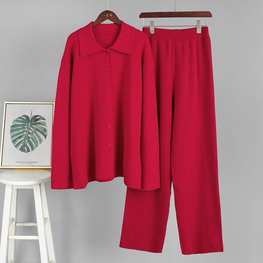 Damen Bequemes Strick-Ensemble aus weicher Baumwolle WW