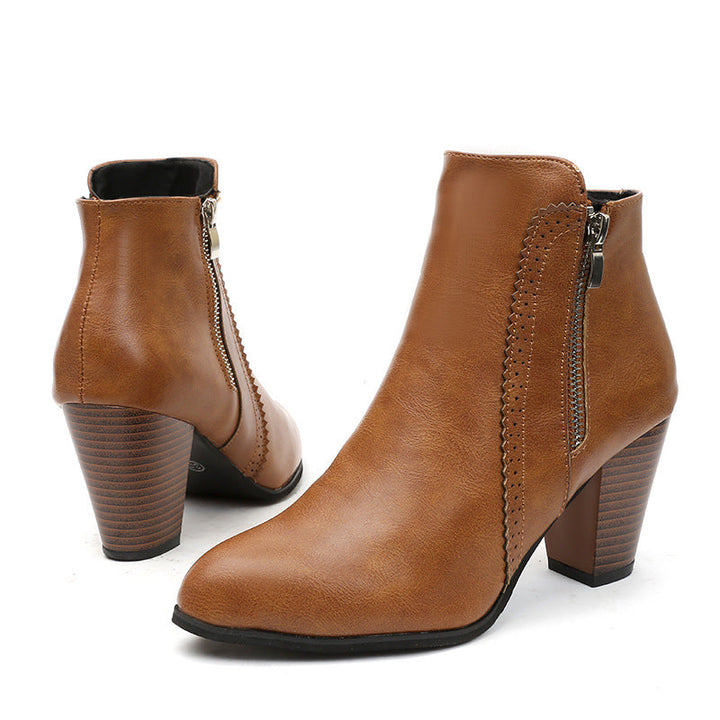 Damen elegante Stiefeletten mit modischem Reißverschluss und hochwertiger Sohle W&W Mode