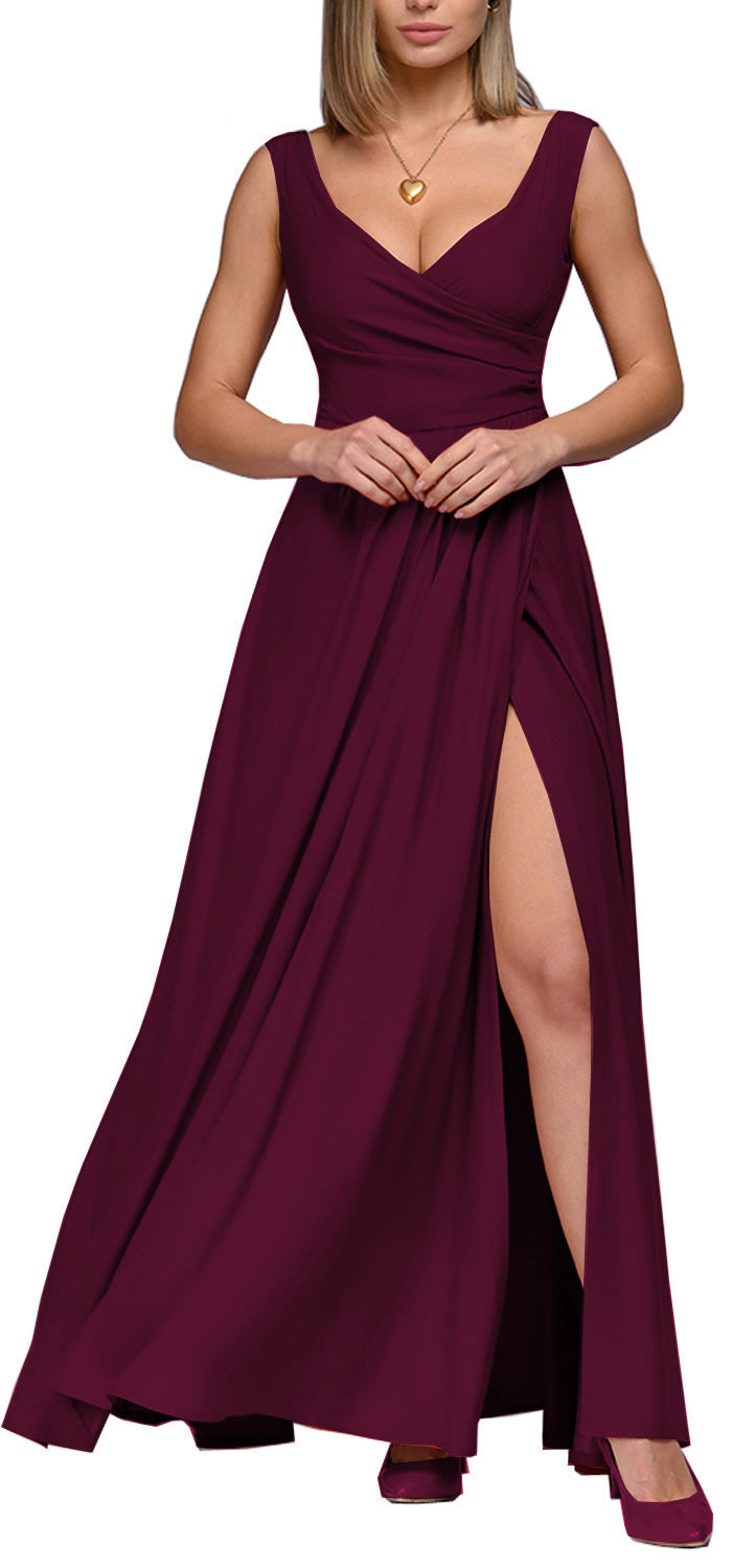Damen elegantes Maxikleid mit seitlichem Schlitz