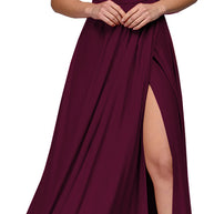 Damen elegantes Maxikleid mit seitlichem Schlitz