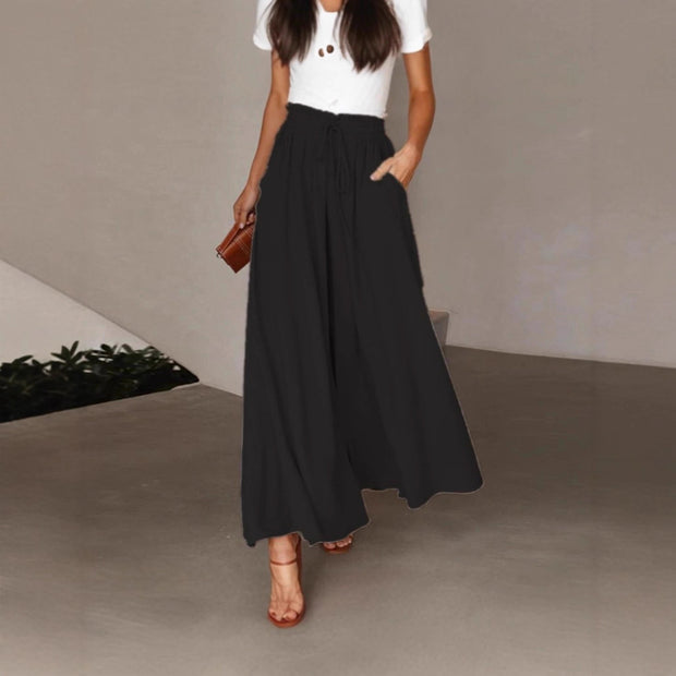 Damen weite Hose mit elastischem Bund und Taschen WW