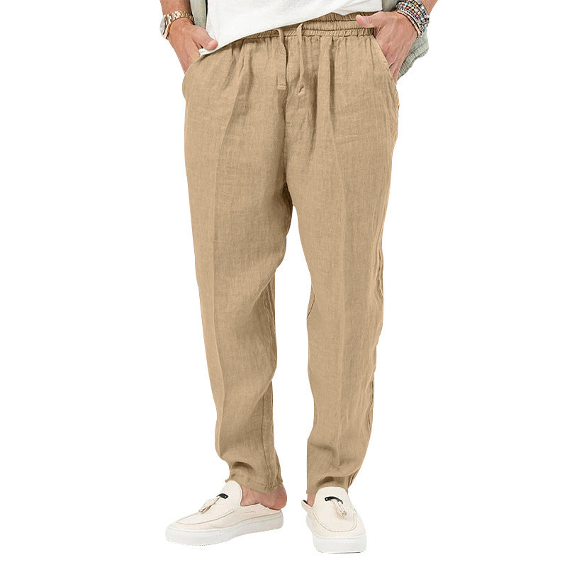 Herren Leichte Leinenhose mit elastischem Bund und praktischen Eingrifftaschen W&W Mode