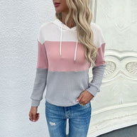 Damen Freizeit Hoodie mit strukturiertem Material und modischem Farbblockdesign WW