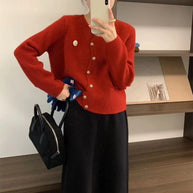 Damen Strickjacke mit eleganten Knopfdetails und weitem Schnitt WW