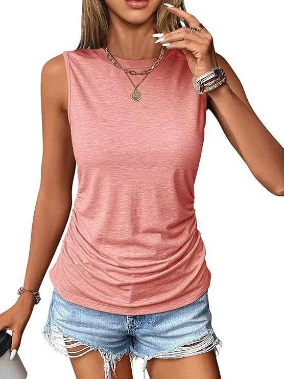 Damen ärmelloses Shirt mit modischem Raffungseffekt und hochwertigem Stoff WW