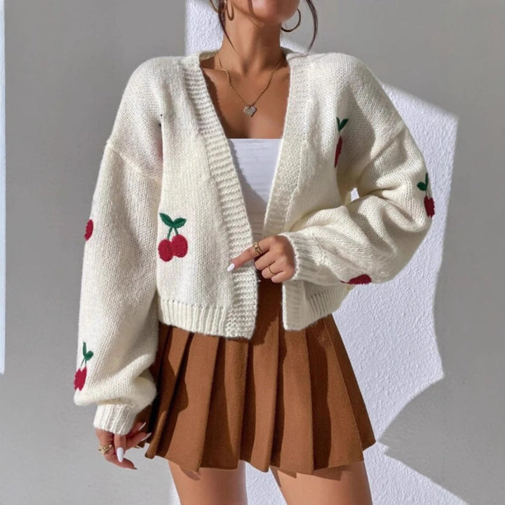 Damen Strickjacke mit Kirschen W&W Mode