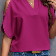 Damen Blusenshirt mit Cut-Out-Ärmeln und modischem Stehkragen WW