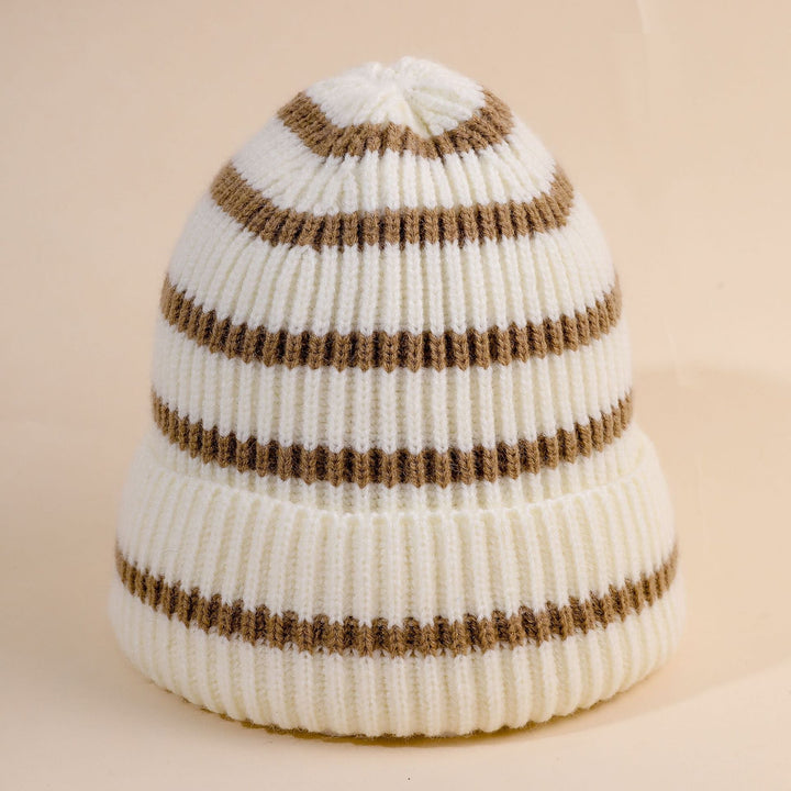 Damen Beanie-Mütze mit gestreiftem Design und weichem Innenfutter W&W Mode
