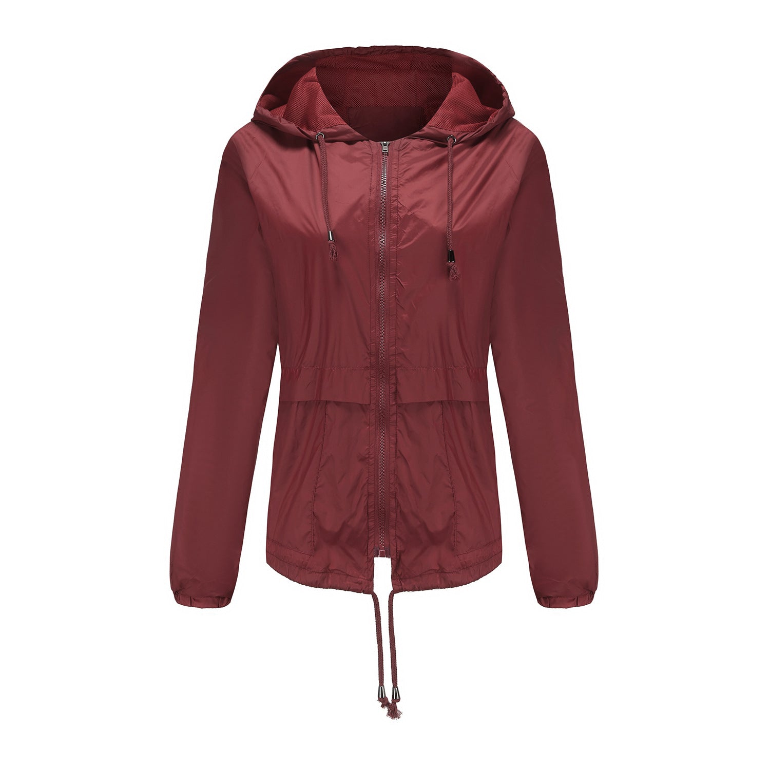 Damen sportliche Windbreaker-Jacke mit verstellbarer Kapuze und elastischen Bündchen WW