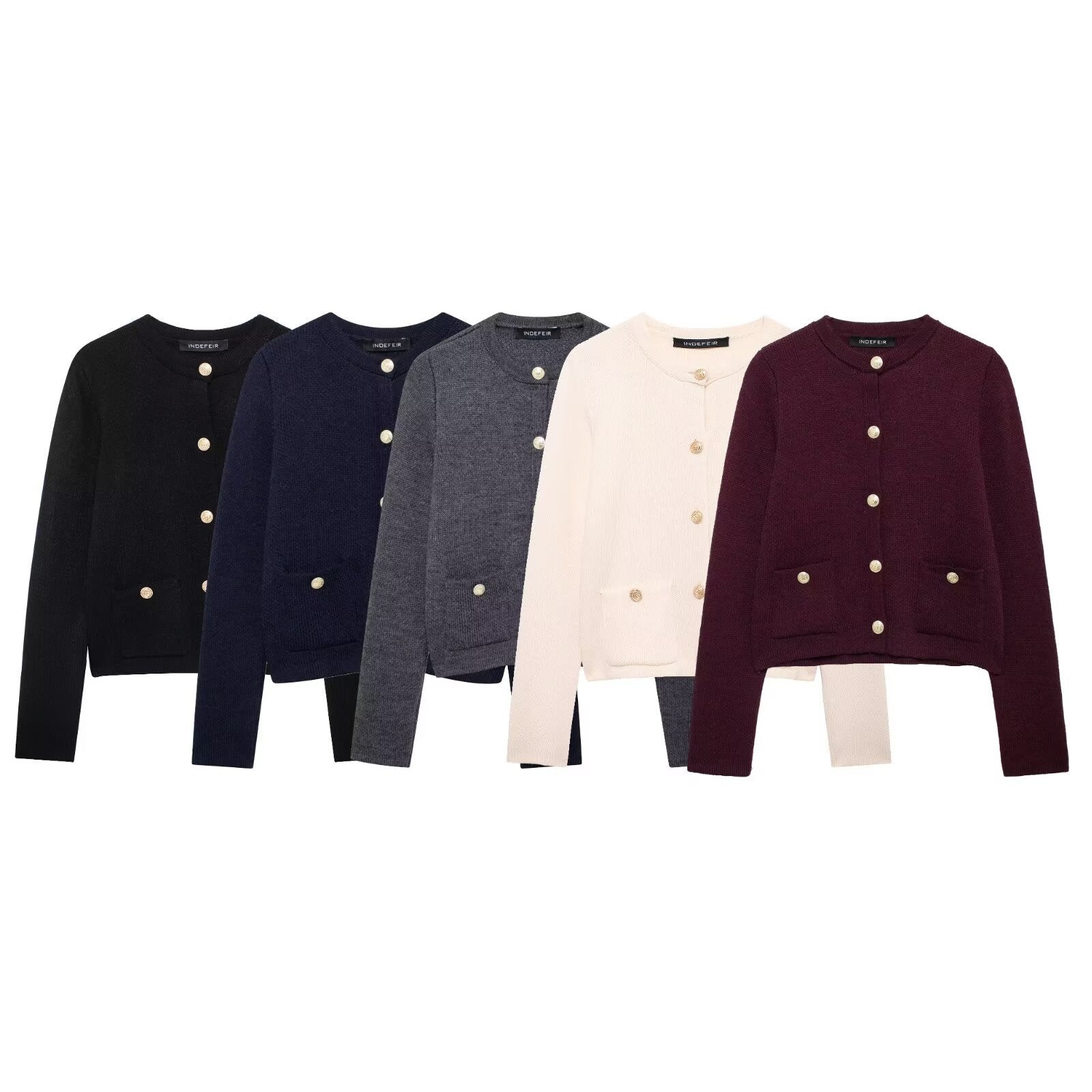 Damen Strickjacke mit schimmernden Knöpfen und Taschen WW
