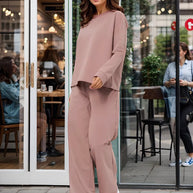 Damen Bequemes Freizeit-Loungewear-Set mit weitem Schnitt WW