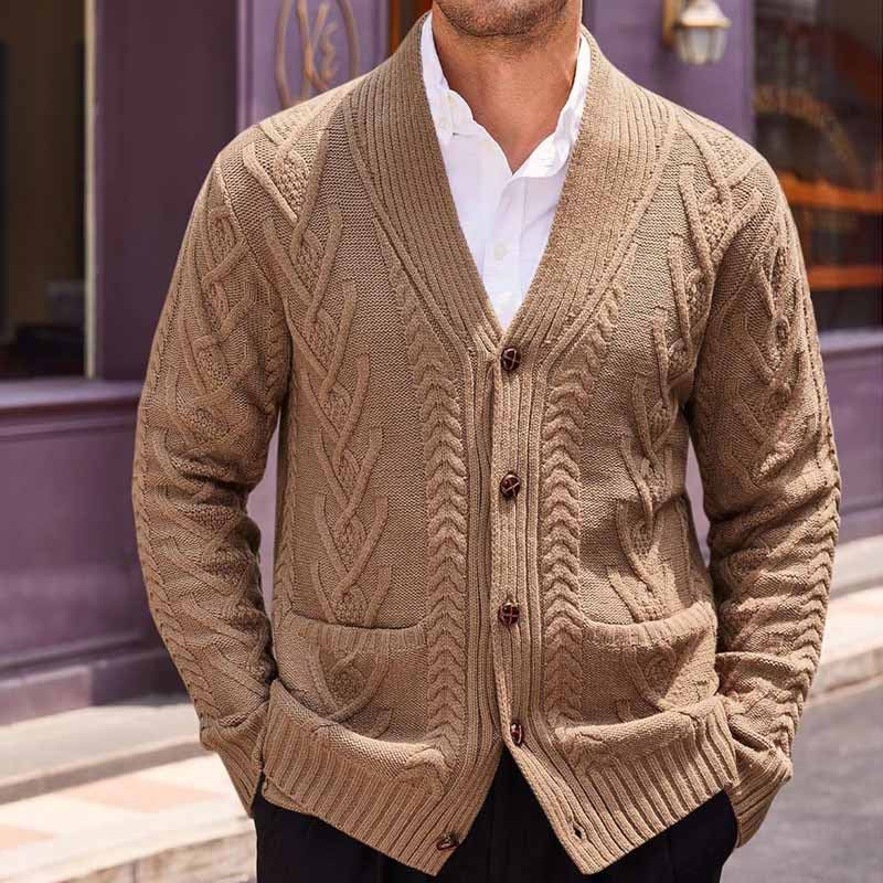 Herren Strickjacke mit großer Blende und Taschen WW