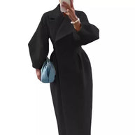 Damen Maximaler Oversized Mantel mit Schulterschultern und Doppelreihe WW