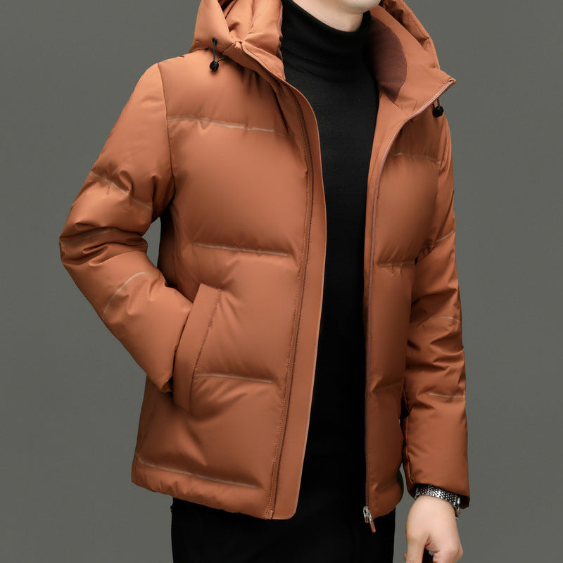 Herren Daunenjacke mit abnehmbarem Kapuzenkragen und wasserabweisender Oberfläche WW