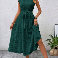 Damen Wickelkleid mit Rüschendetails und erzählt Kleidersaum WW