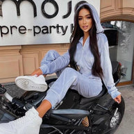 Damen sportlicher Fleece-Jumpsuit mit durchgehendem Reißverschluss WW