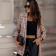 Damen Karierter Blazer mit klassischen Details WW