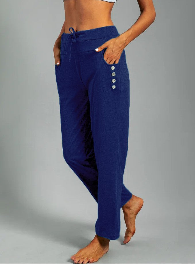 Damen Relaxed Fit Casual Lounge-Hosen mit Knopfakzenten WW