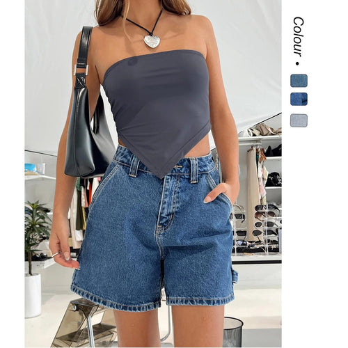 Damen High-Waisted Denim Shorts mit lässigem Schnitt WW