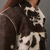 Damen Steppjacke im Cowprint Design mit klassischem Schnitt WW