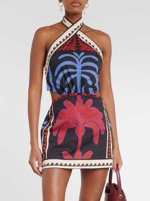 Damen Cut-Out Maxikleid mit asymmetrischem Design und floralen Mustern WW