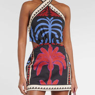 Damen Cut-Out Maxikleid mit asymmetrischem Design und floralen Mustern WW