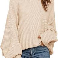 Damen Bequemer oversized Strickpullover mit weit geschnittenen Ärmeln WW